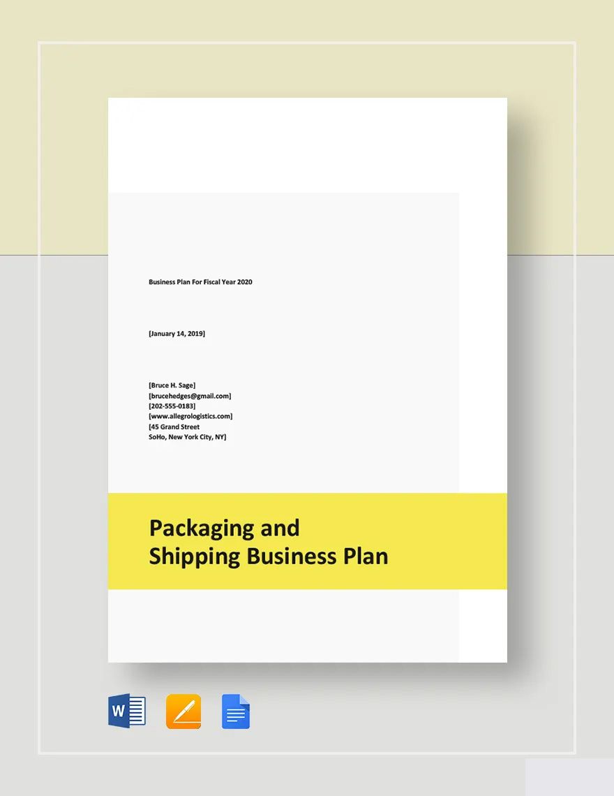 Packaging and Shipping Business Plan Template