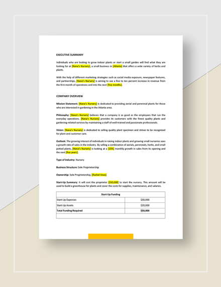 Plant nursery business plan in india pdf image