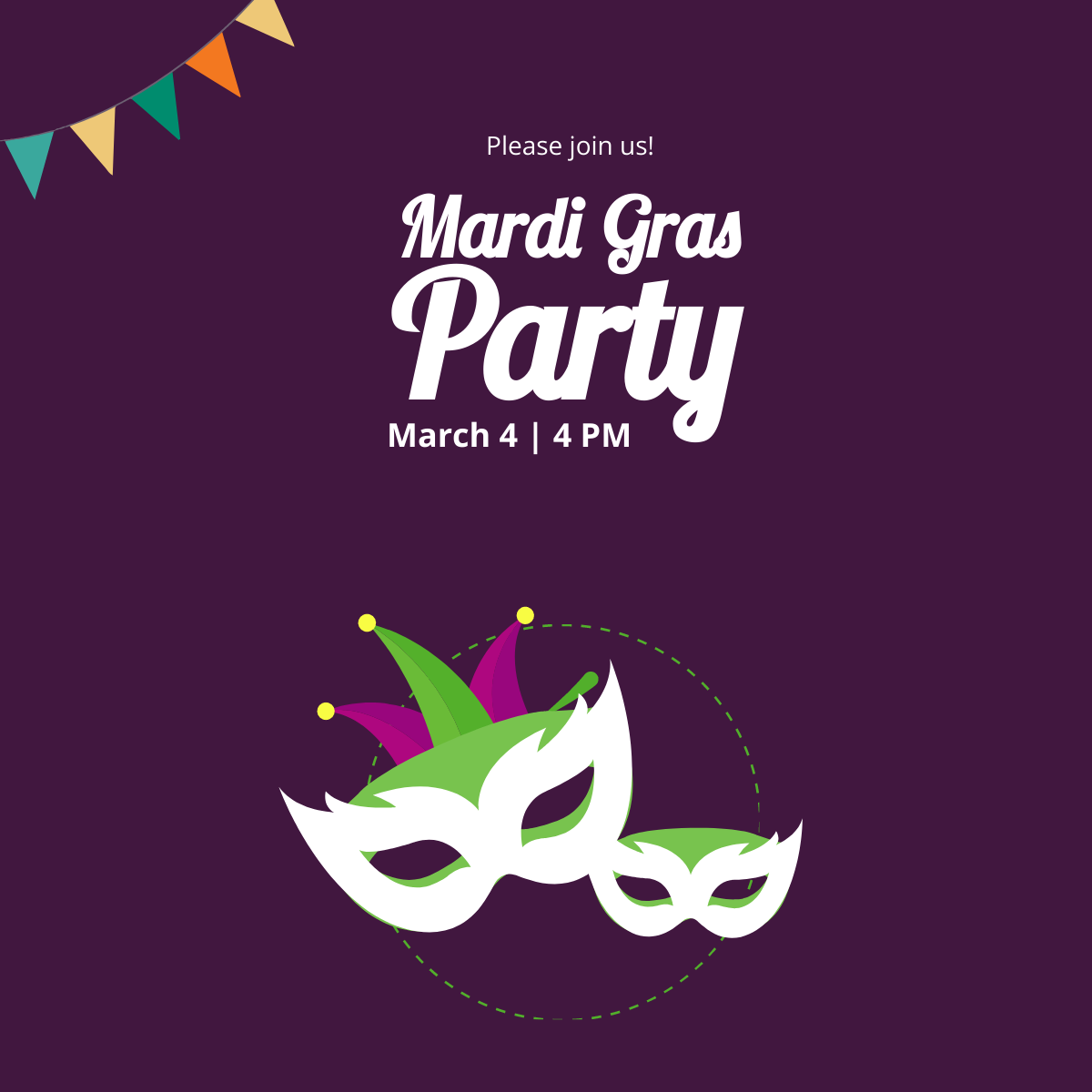 Mardi Gras Party Linkedin Post Template