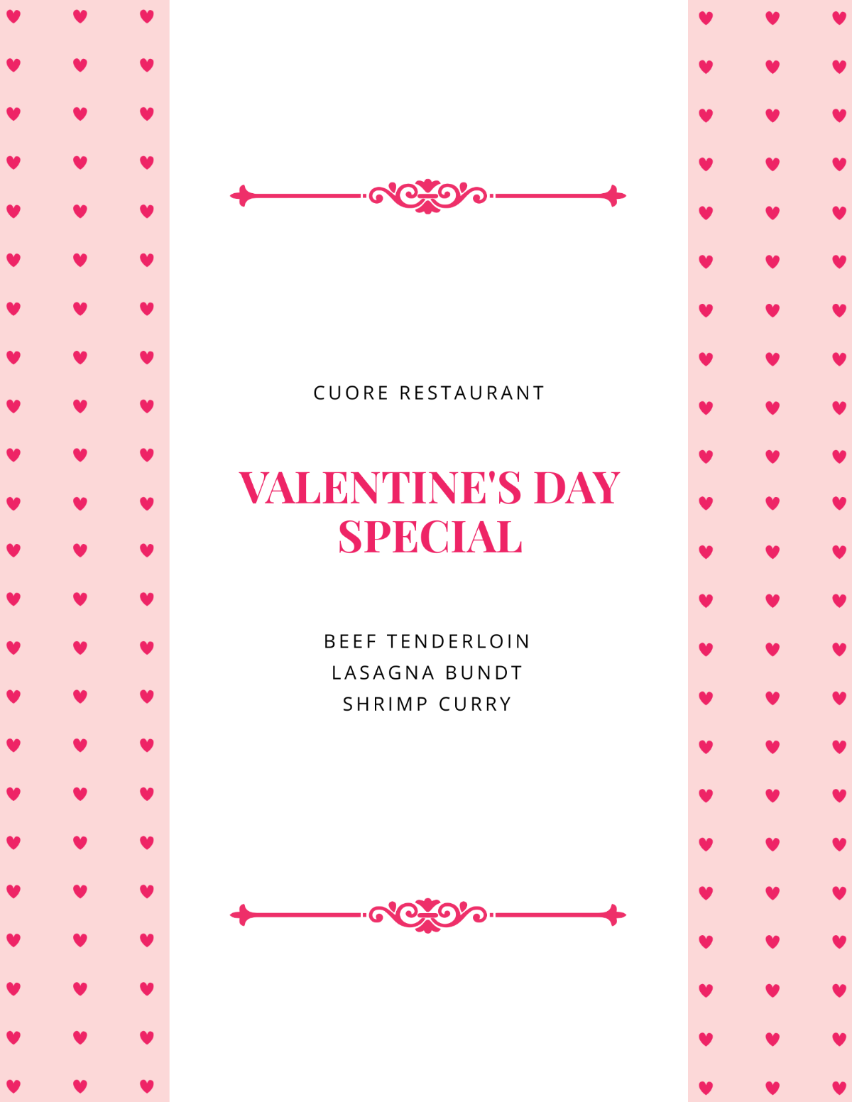 Valentine's Day Special Menu Template - Edit Online & Download