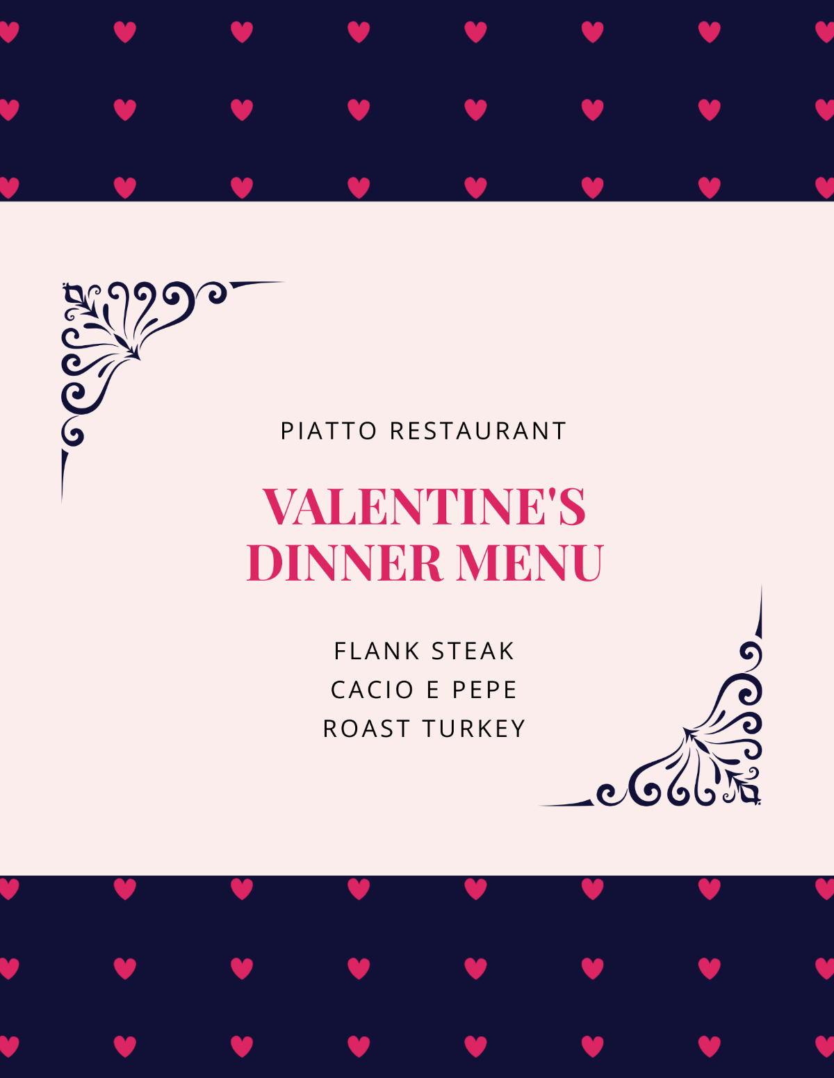 Valentine's Day Dinner Menu Template - Edit Online & Download