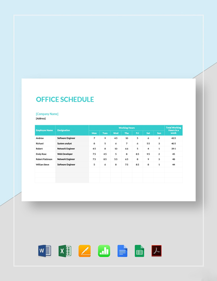 Office Kitchen Cleaning Schedule Template - Excel, Word, Apple Numbers ...