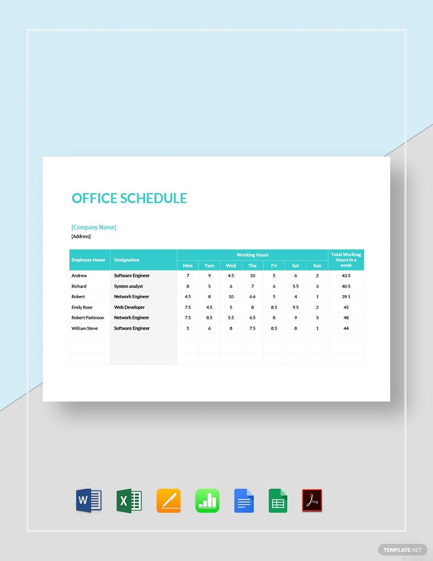 Office Schedule Template Word