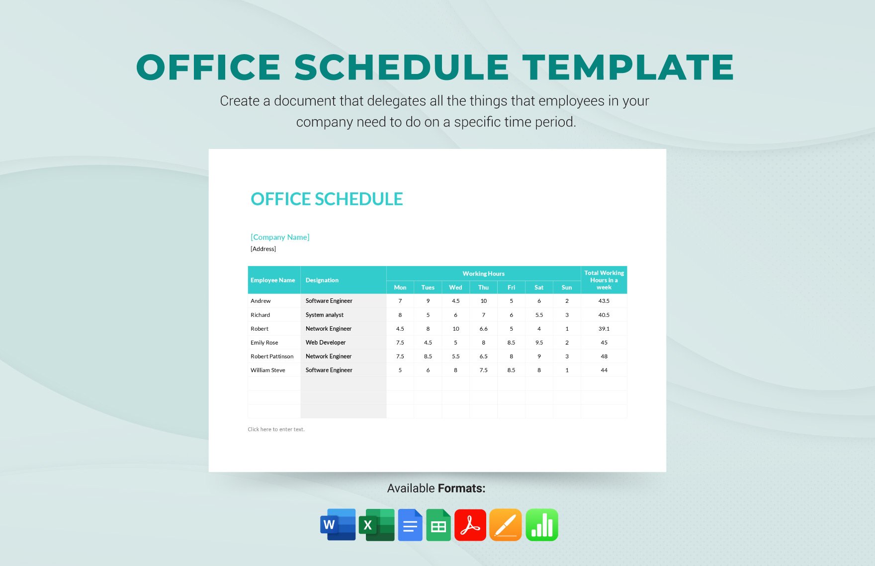 Office Schedule Template