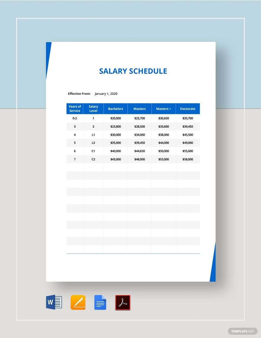 Salary Schedule Template in Word, Google Docs, PDF, Apple Pages