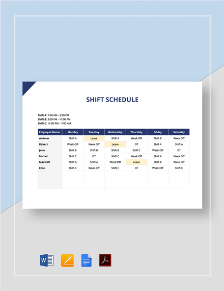 FREE Shift Schedule Templates - Microsoft Word (DOC) | Template.net