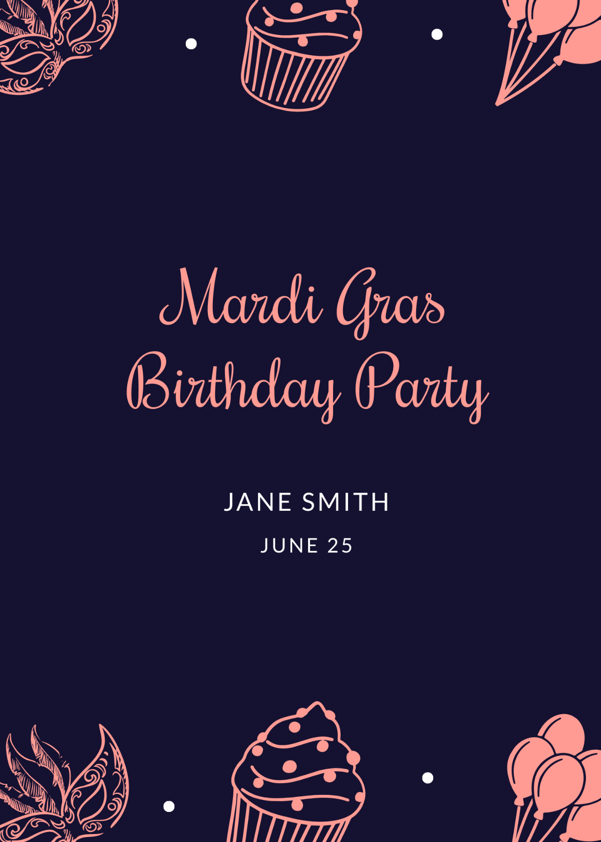 Mardi Gras Birthday Invitation Template