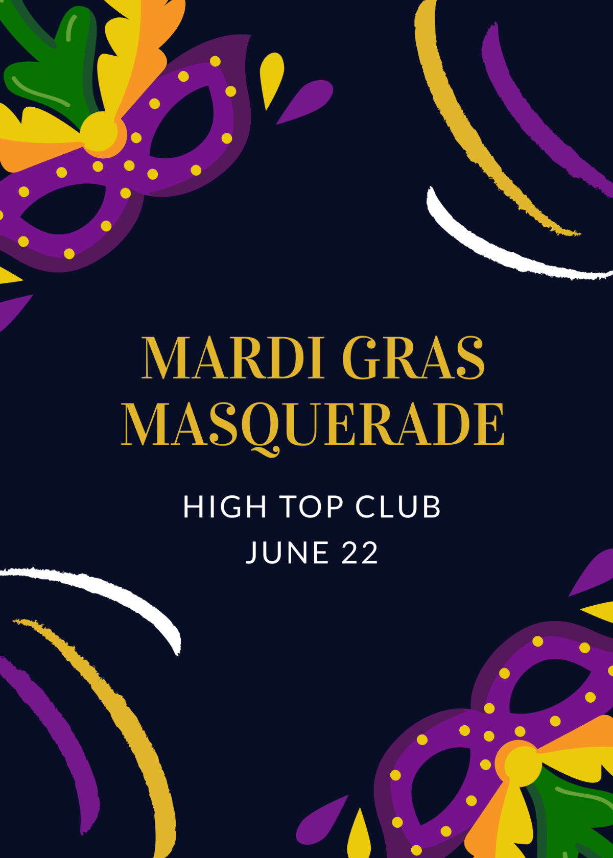 Mardi Gras Masquerade Invitation Template