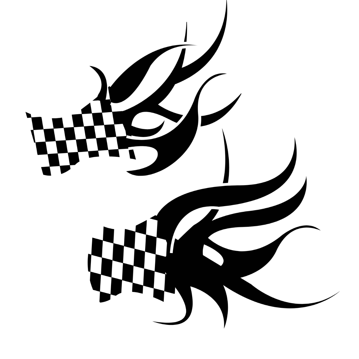 Checkered Flag Flames Vector Template