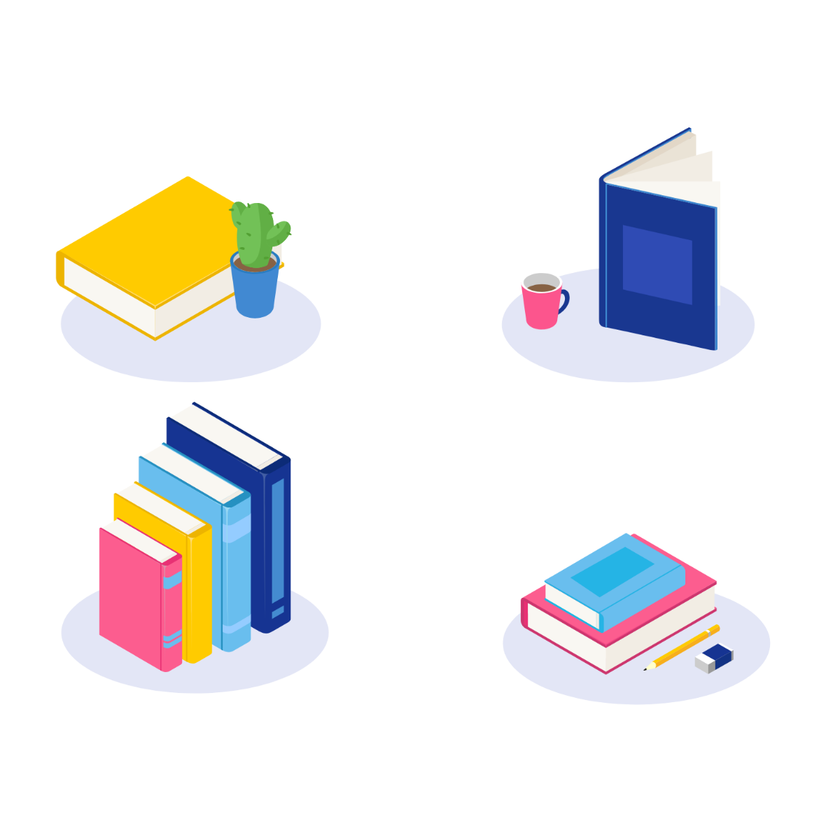 Free Isometric Book Vector Template