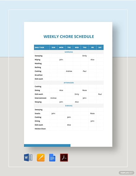 weekly chore schedule 2