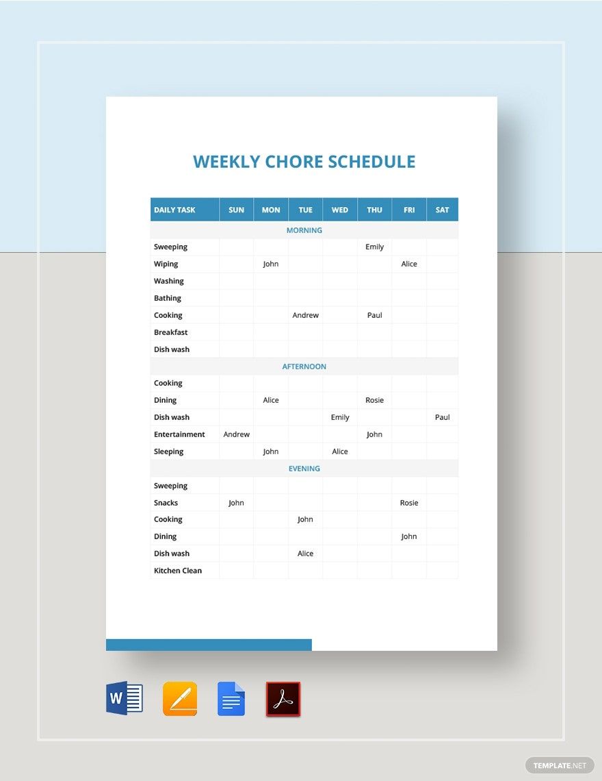 Weekly Chore Schedule Template