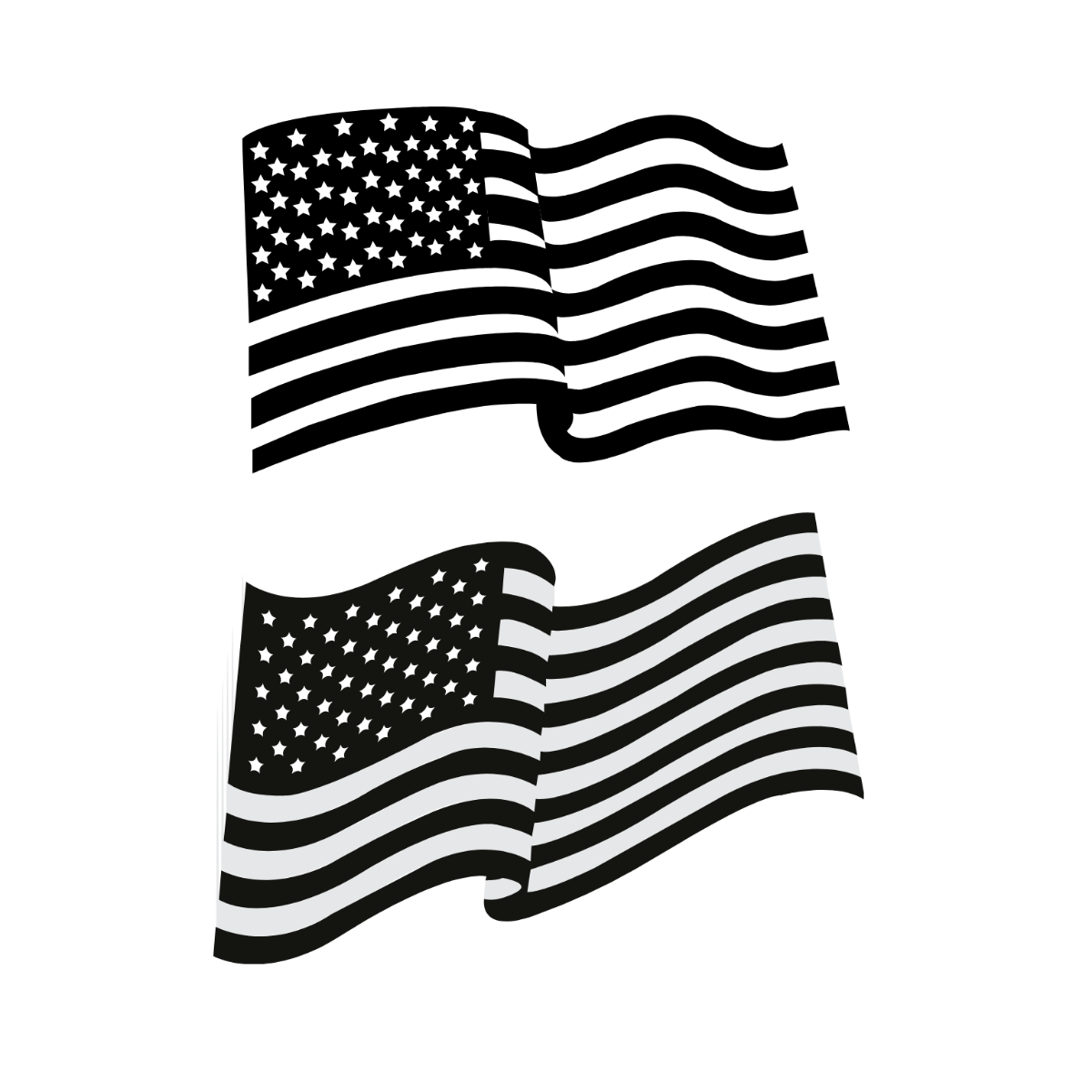 Black American Flag Waving Vector Template