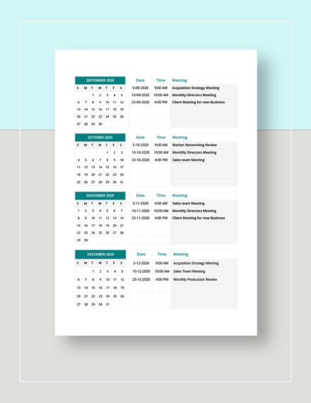 Yearly Meeting Schedule Download