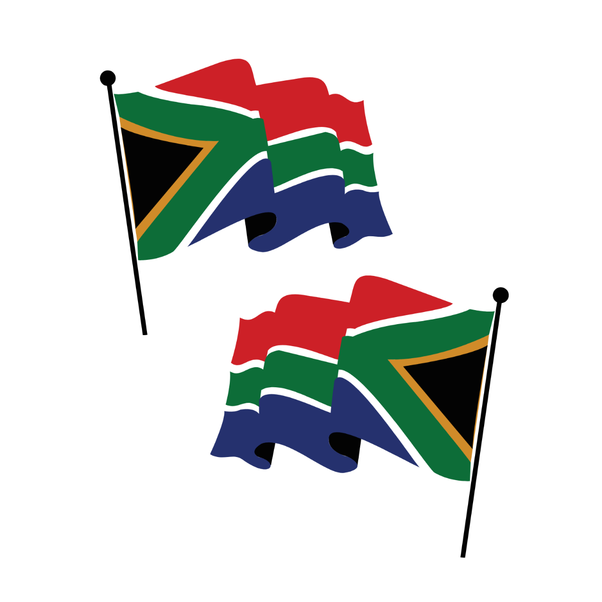South African Waving Flag Vector Template