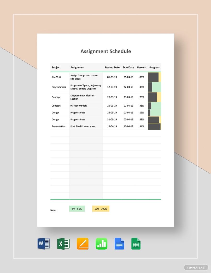 Assignment Schedule Template