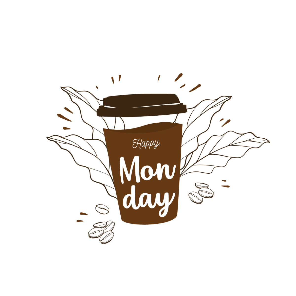 Happy Monday With Coffee Vector Template