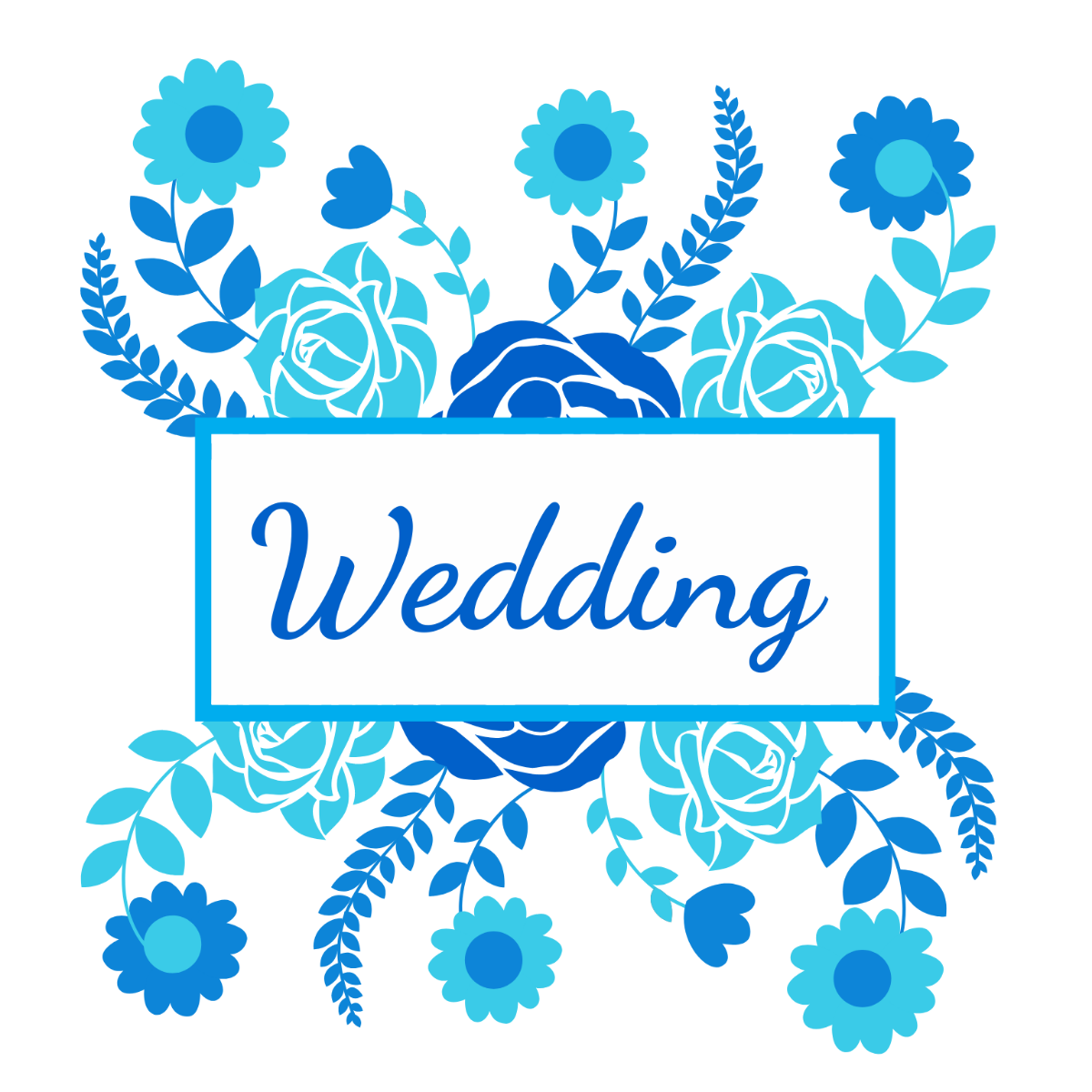 Blue Wedding Vector Template