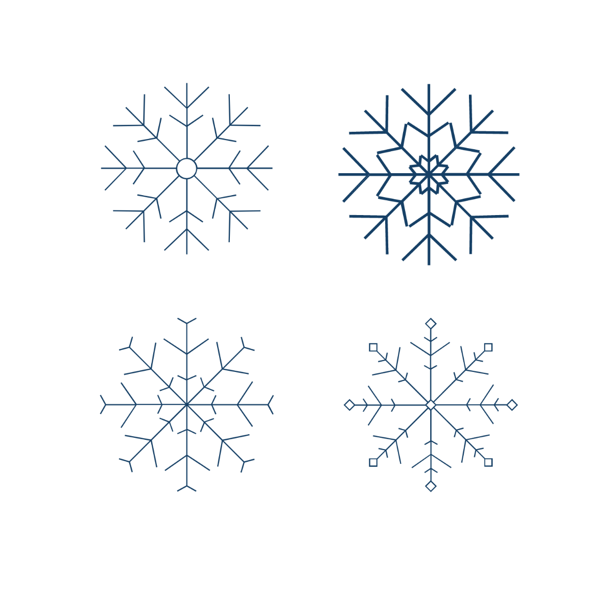 Thin Snowflakes Vector Template