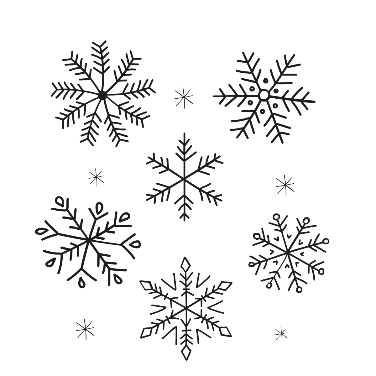 Doodle Snowflake Vector Template