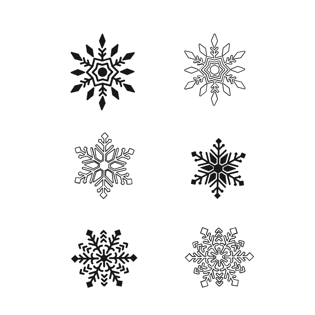 Black and White Snowflake Vector Template