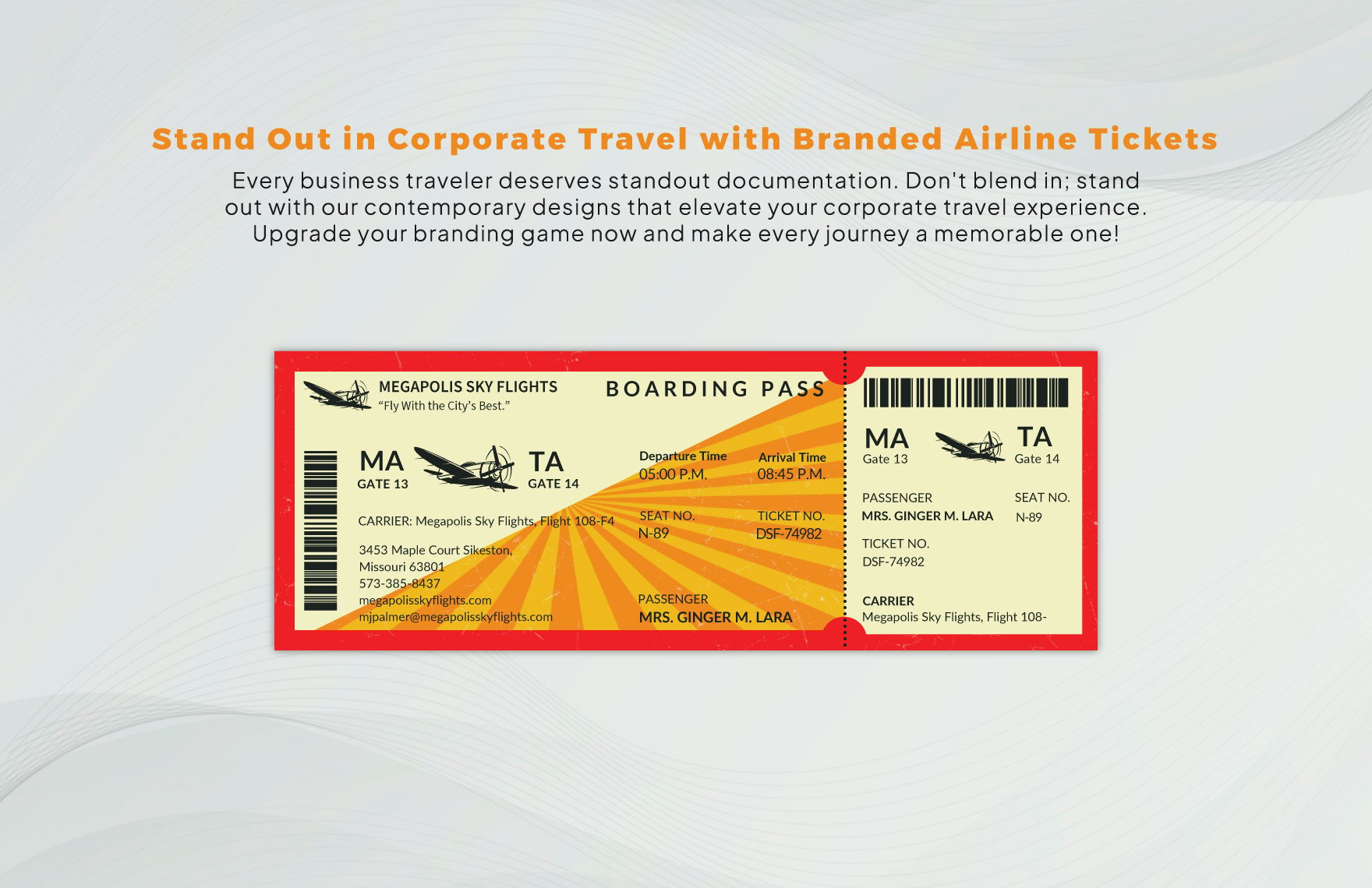 Retro Boarding Pass Airline Ticket Template