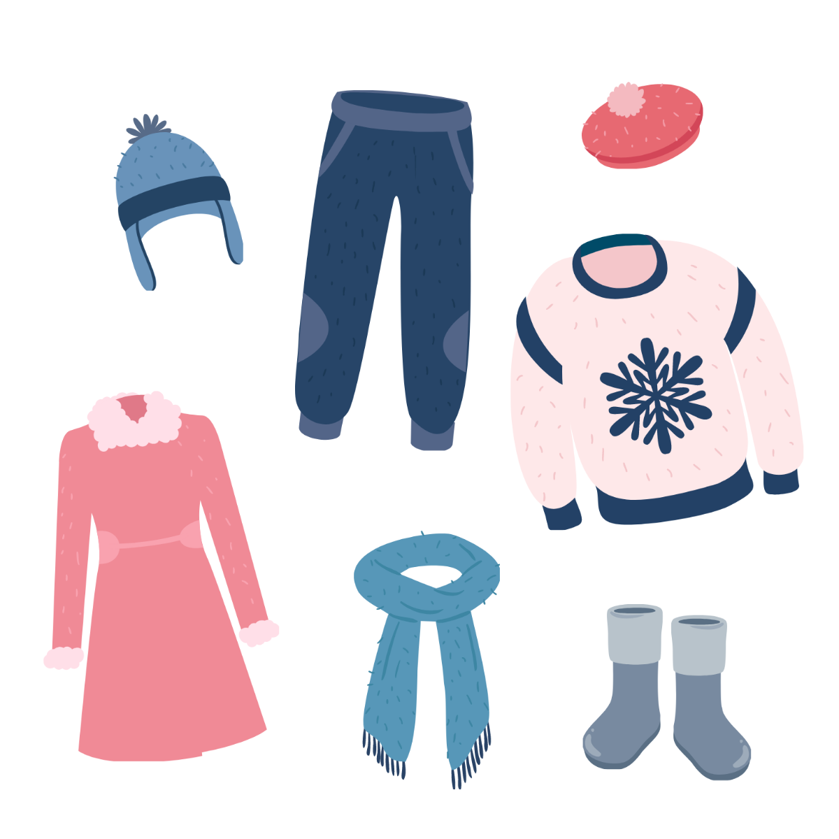 Winter Clothes Vector Template