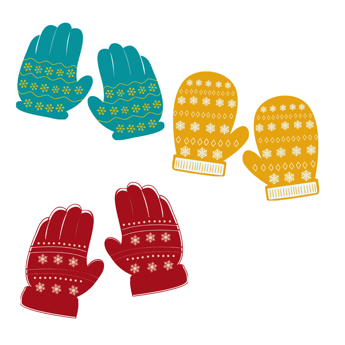 Winter Gloves Vector Template