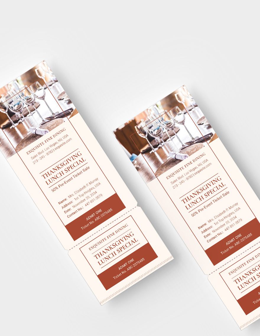 Lunch Sale Ticket Template
