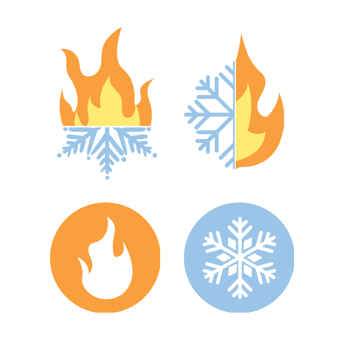 Free Flame and Snowflake Vector Template