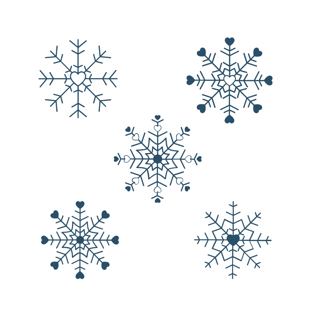 Heart Snowflake Vector Template