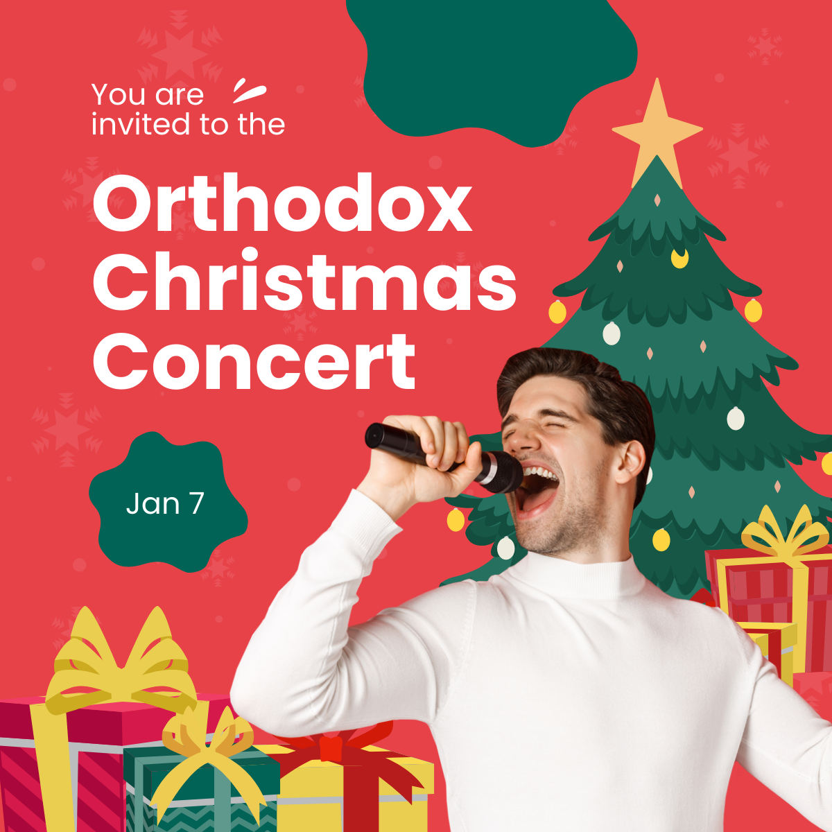 Free Orthodox Christmas Concert Linkedin Post Template