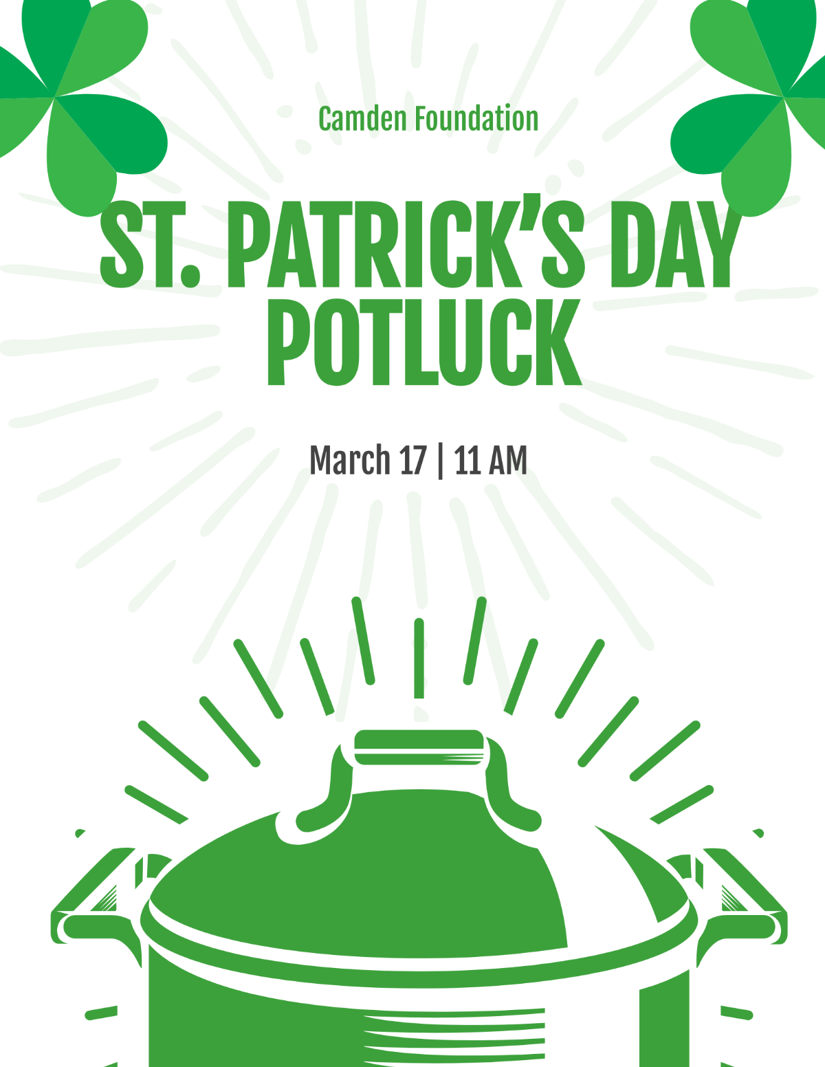 St. Patricks Day Potluck Flyer Template - Edit Online & Download