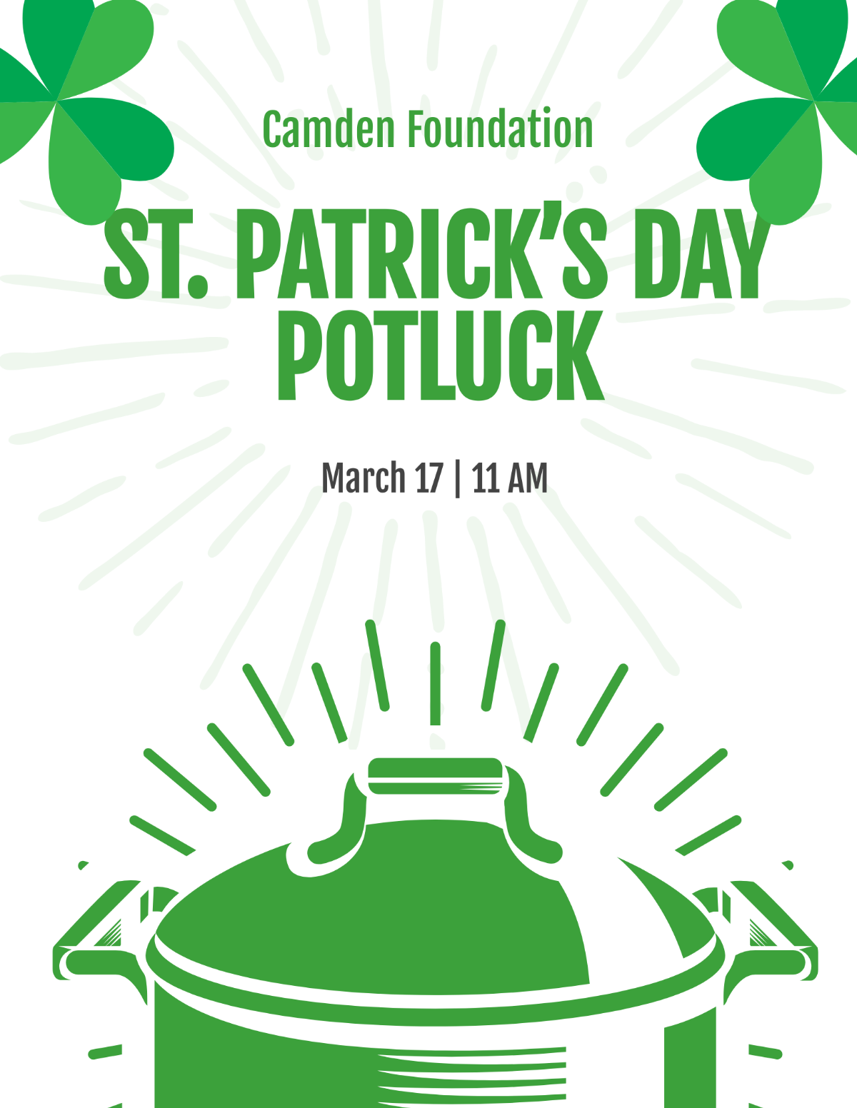 Free St. Patricks Day Potluck Flyer Template