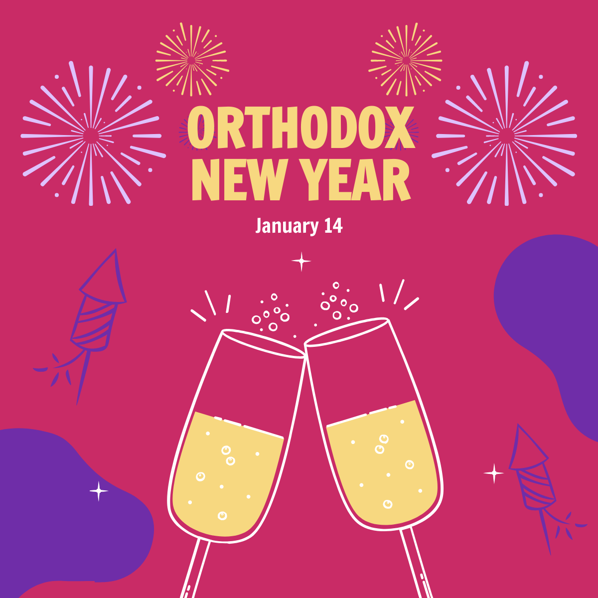 Free Happy Orthodox New Year Linkedin Post Template