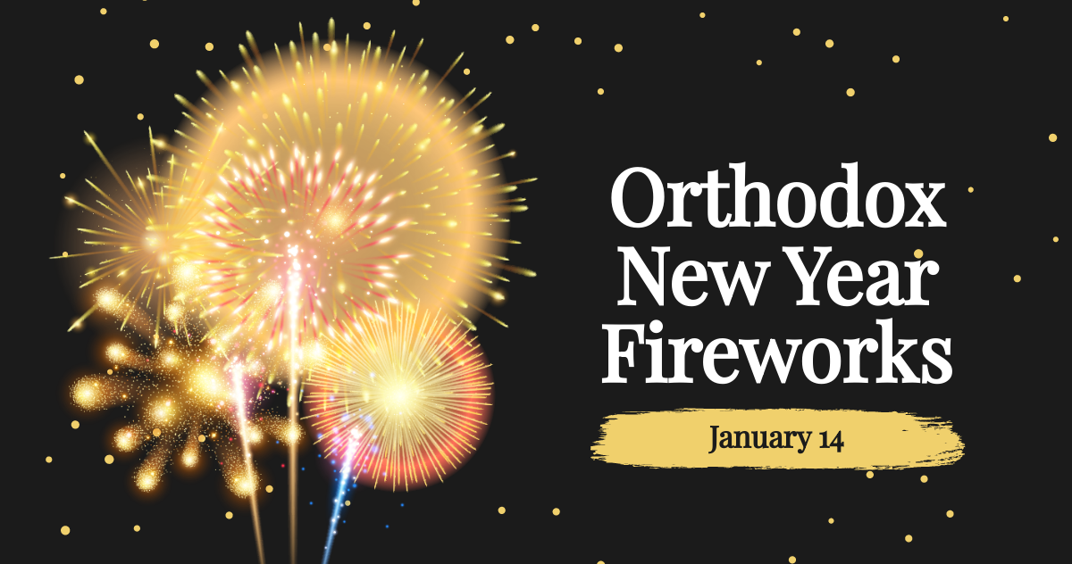 Free Orthodox New Year Fireworks Facebook Post Template