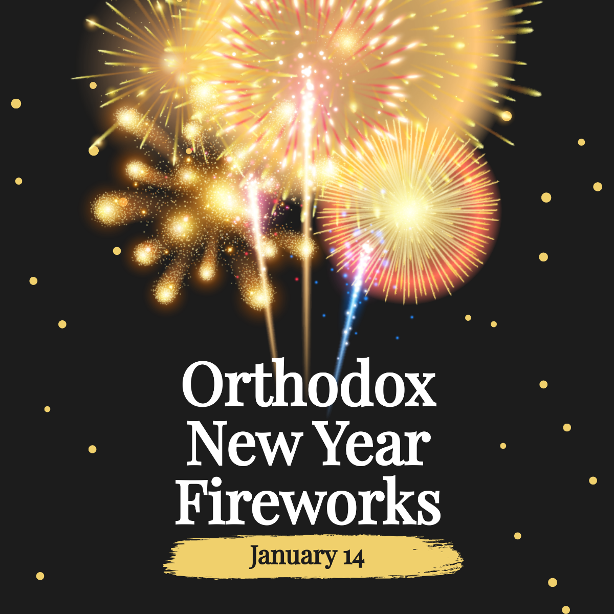 Free Orthodox New Year Fireworks Instagram Post Template