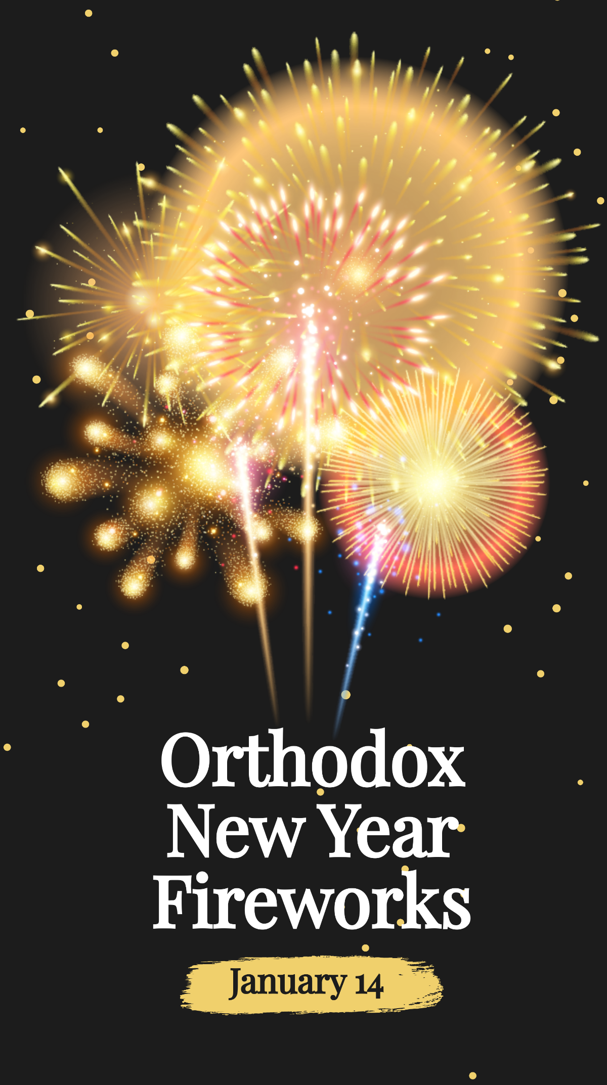 Free Orthodox New Year Fireworks Whatsapp Post Template