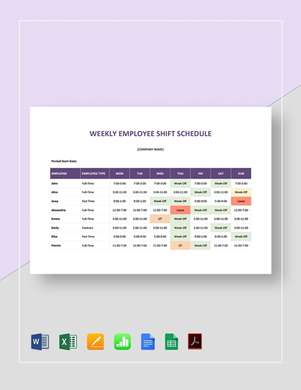 FREE Blank Weekly Schedule Template - Word