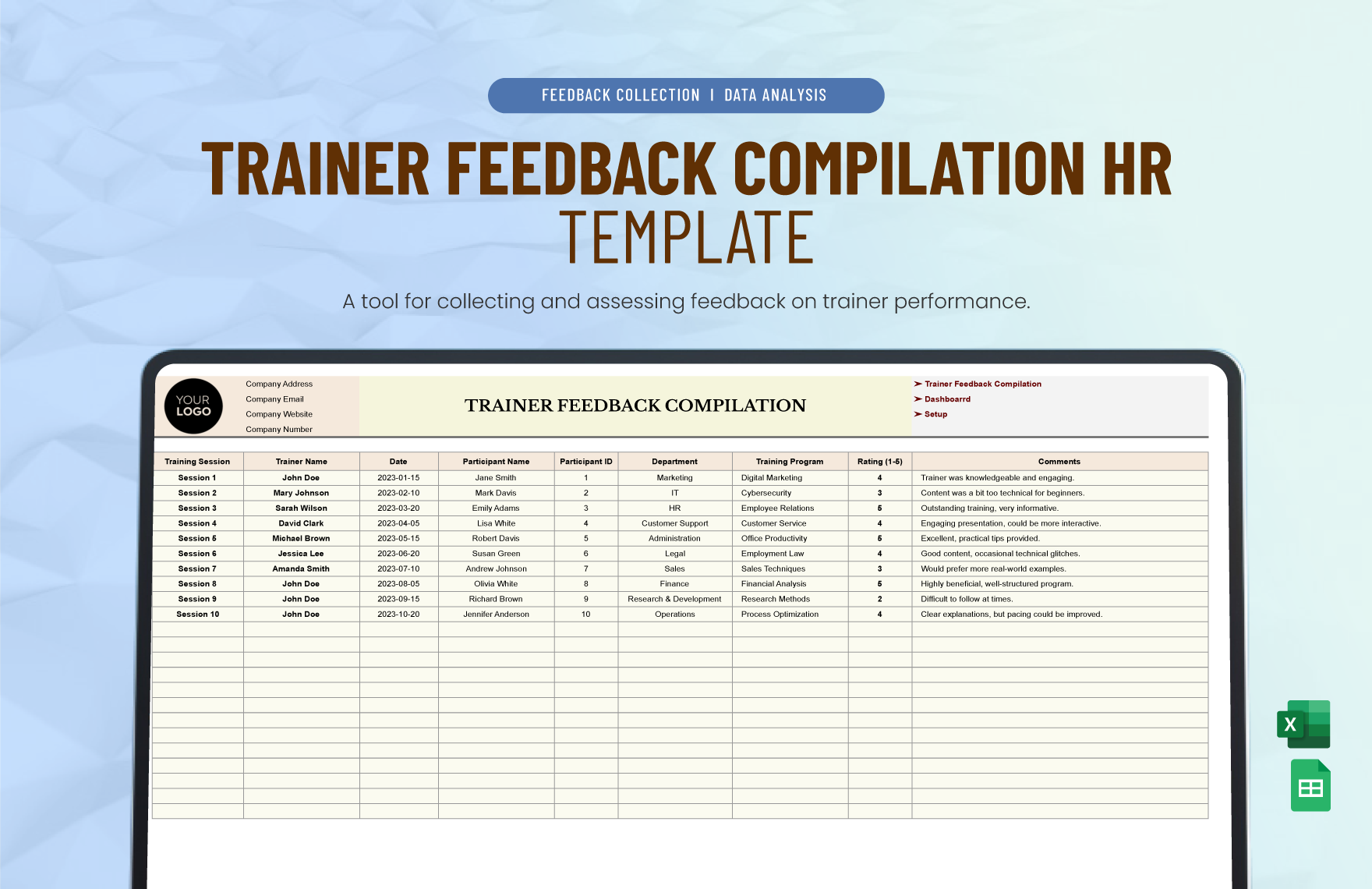 Trainer Feedback Compilation HR Template