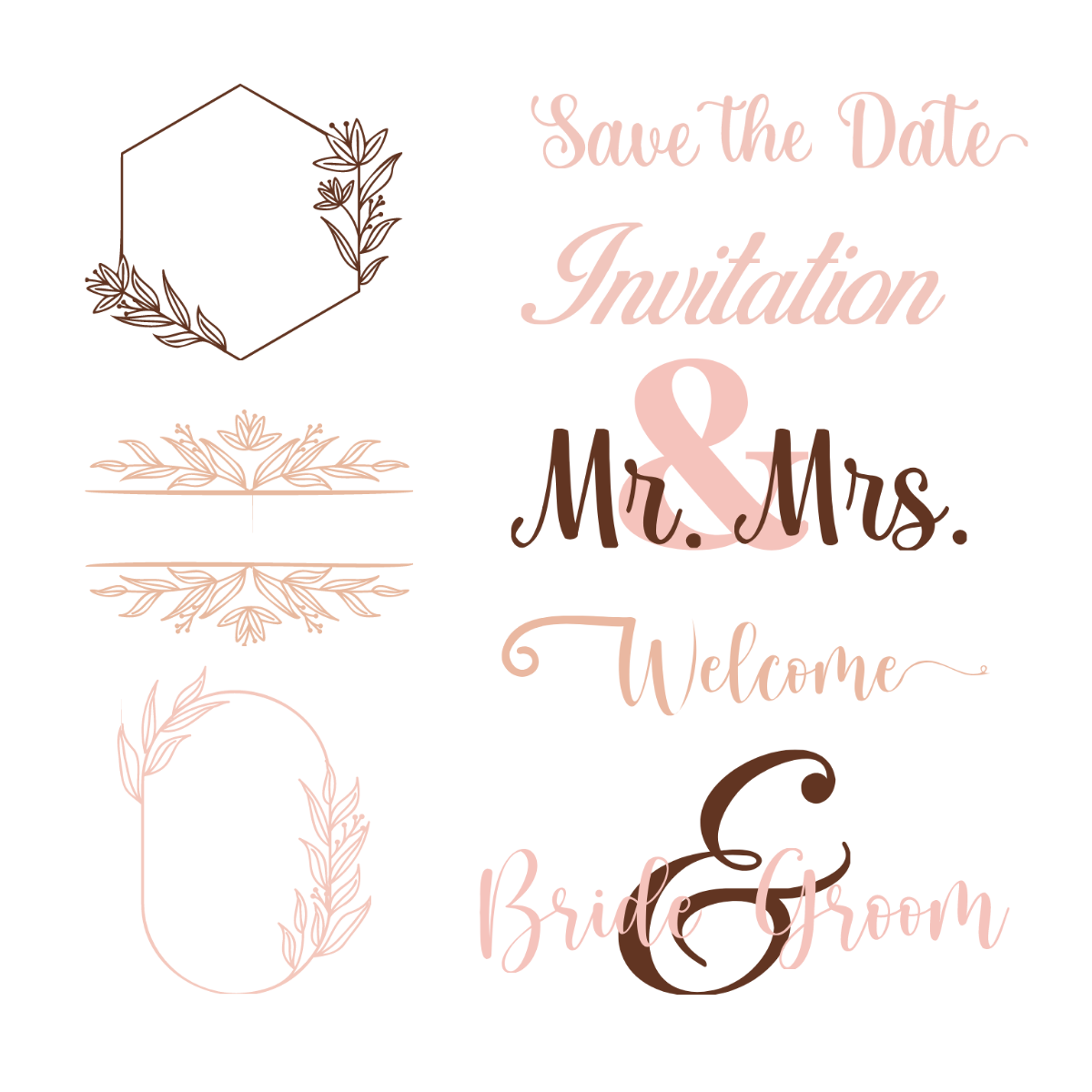 Wedding Font Vector Template