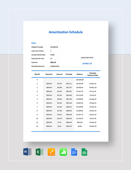 Simple Amortization Schedule Template - Word (DOC) | Excel ...