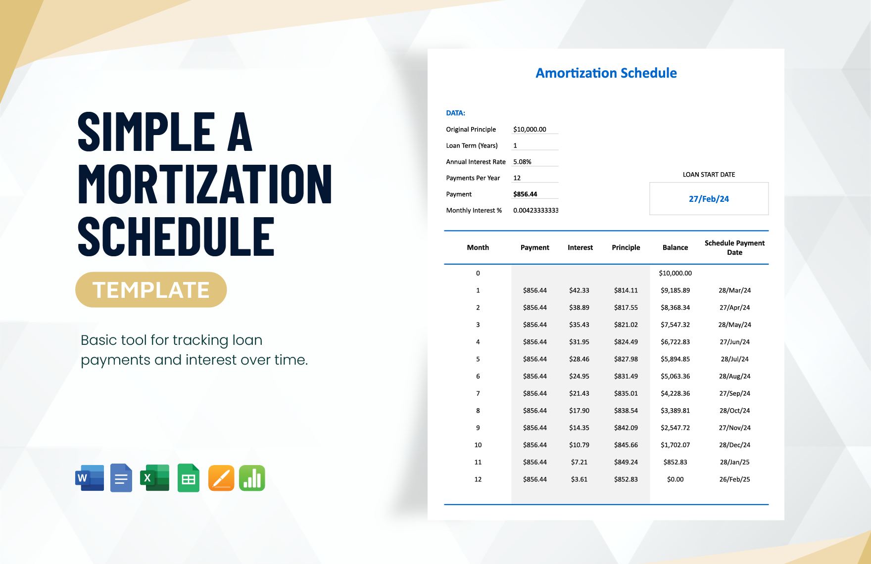 Simple Amortization Schedule Template