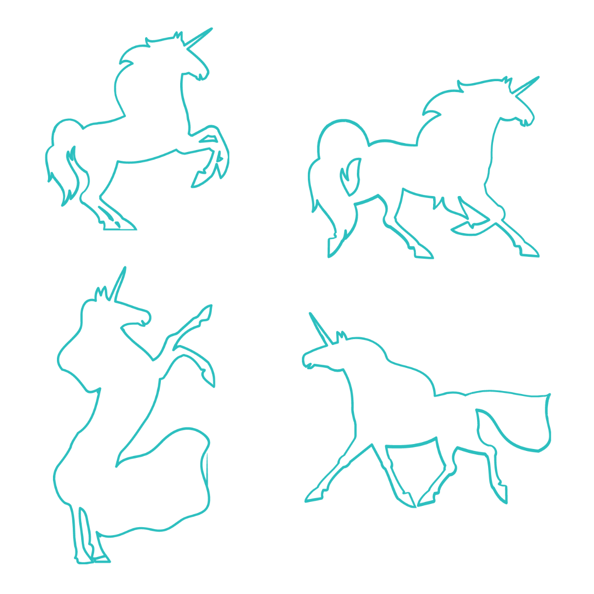Free Unicorn Outline Vector Template