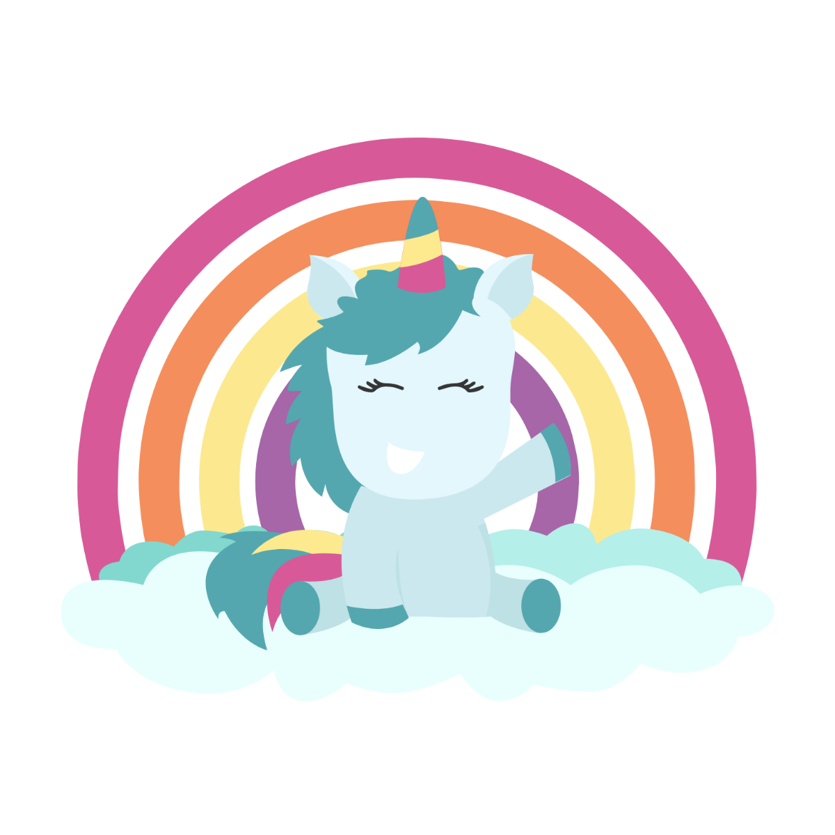 Rainbow Unicorn Vector Template