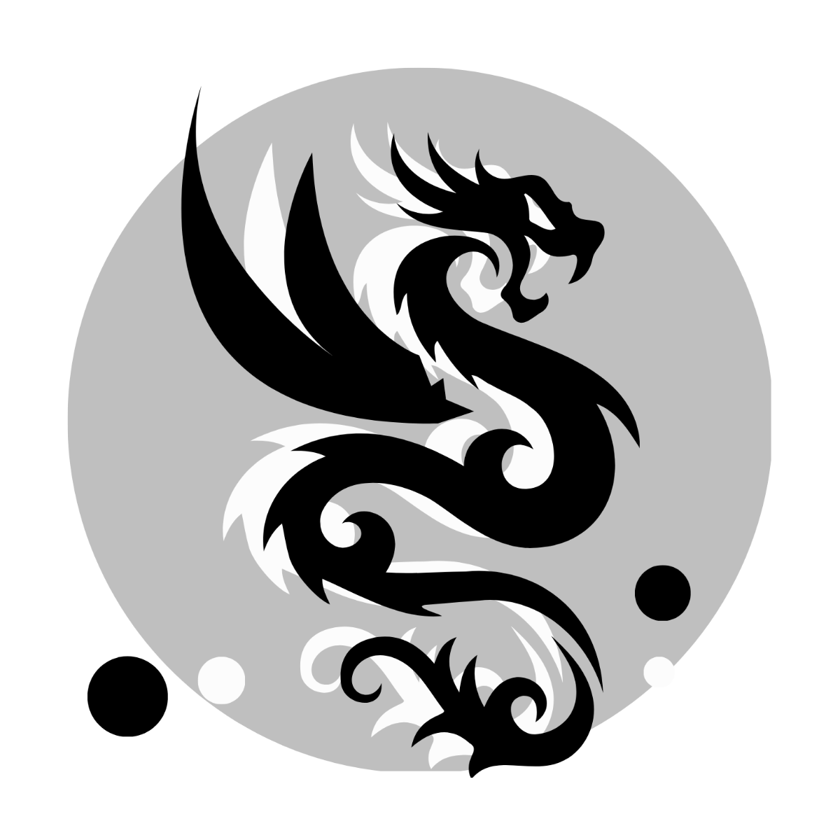 Free Black And White Dragon Vector Template
