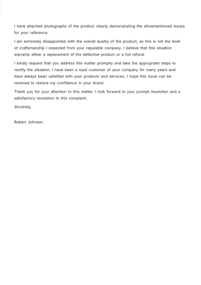 Free Quality Complaint Letter Template to Edit Online