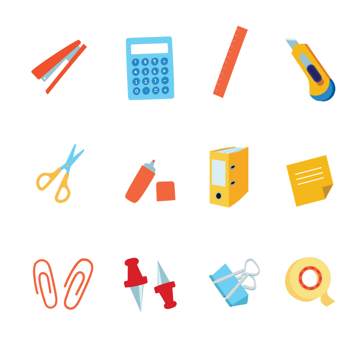 Free Office Supplies Vector Template