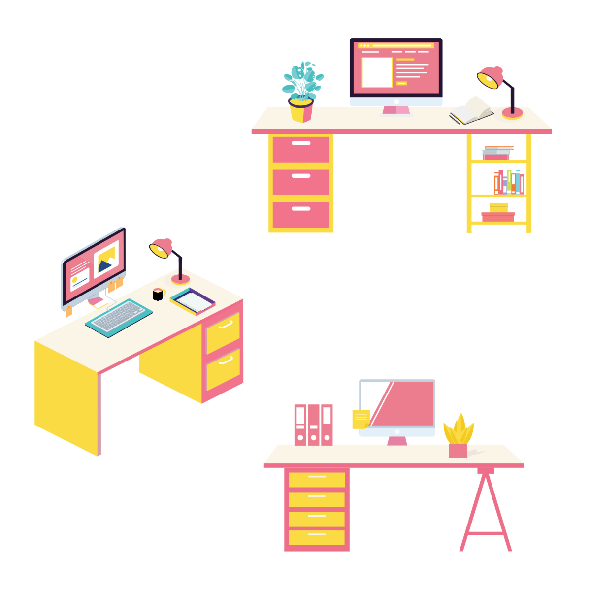 Free Office Desk Vector Template