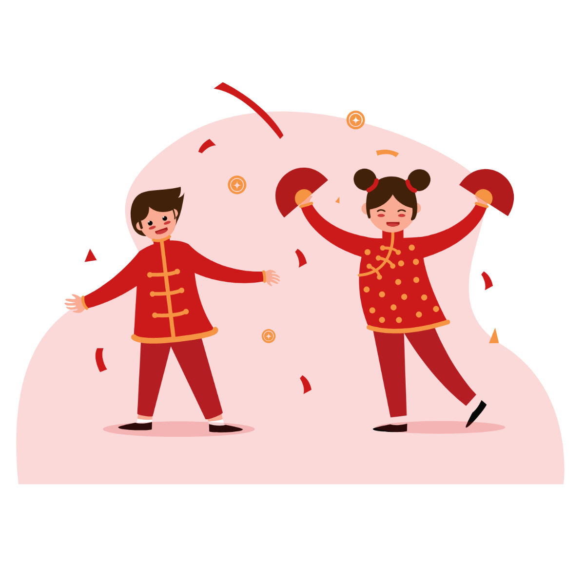 Kids Chinese New Year Vector Template